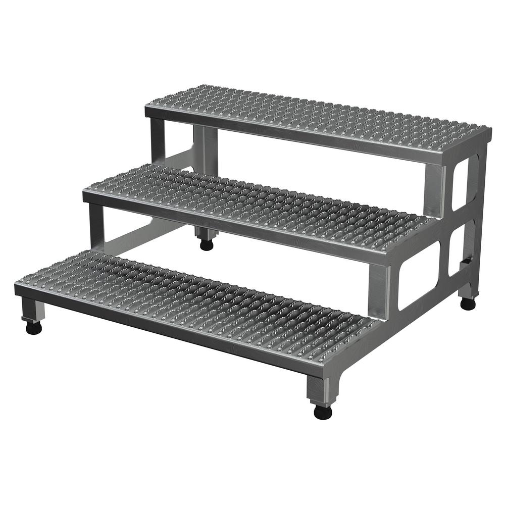 Vestil 36 inch x 34 inch 3-Step Adjustable Aluminum Step Mate Stand by Vestil