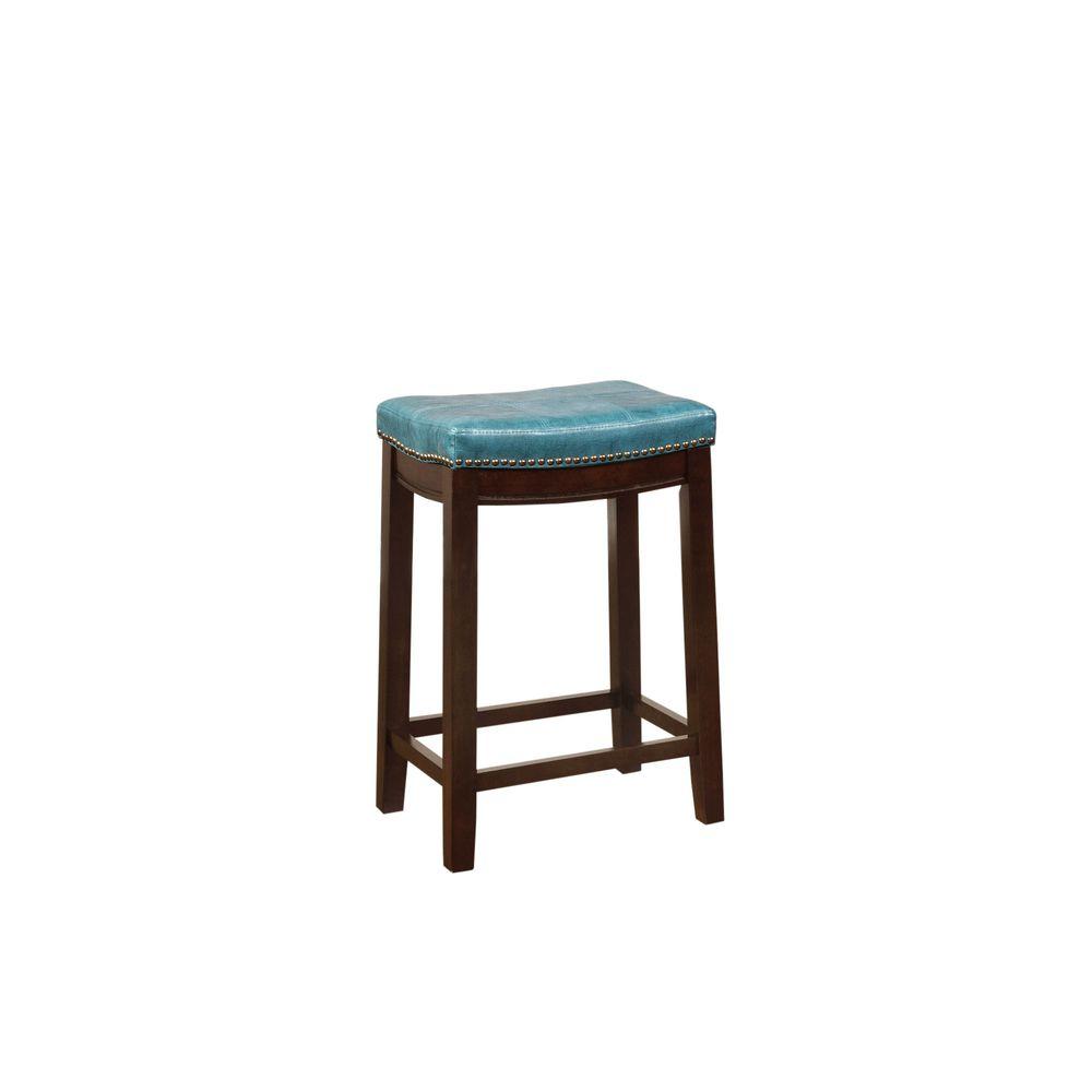 Linon Home Decor Claridge 26 In Blue Cushioned Counter Stool Linon Home Decor Claridge 26 In Blue Cushioned Counter Stool