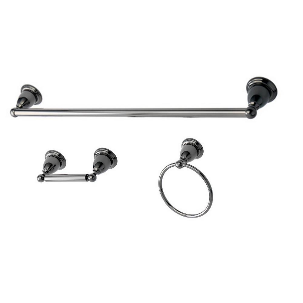 Delta Porter 3 Piece Bath Hardware Set With Towel Ring Toilet Paper Victorian 3 Piece Bathroom Accessory Set In Black Stainless Steel