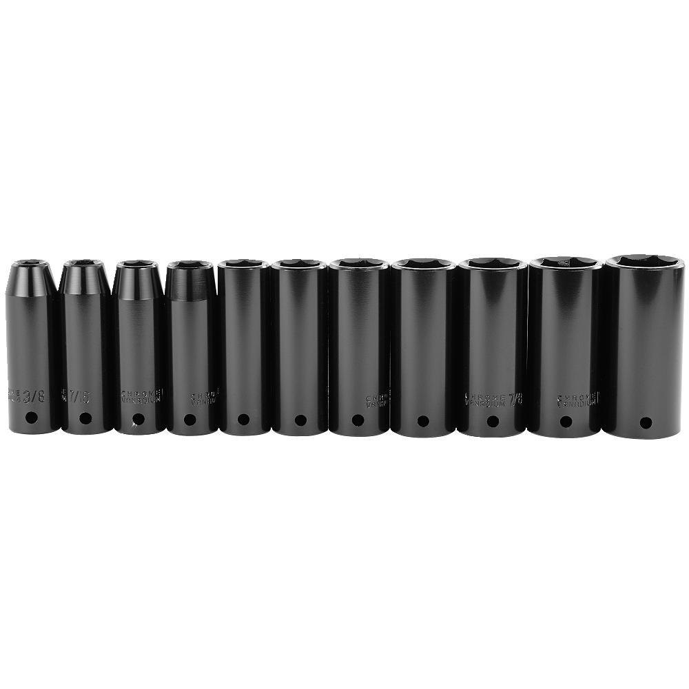 Stanley 97-125 11 Piece 1//2-Inch Drive SAE Deep Impact Socket Set