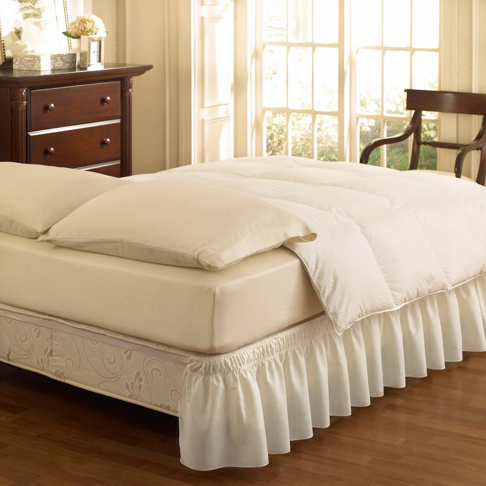 Easyfit Ruffled Wrap Around White King Bed Skirt 11577queen Kingwh The Home Depot Easyfit Ruffled Wrap Around White King, Wrap Around Bed Skirt Queen Size