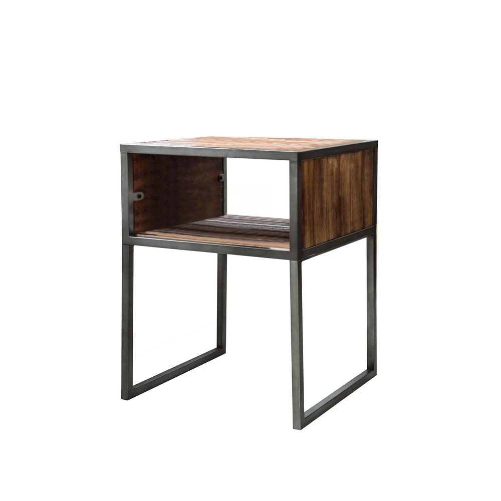 Simpli Home Damien Distressed Natural Elm End TableAXCDMN04 The Home Depot