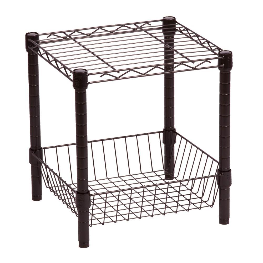 HoneyCanDo Commercial Metal Table with Basket in BlackSHF02216