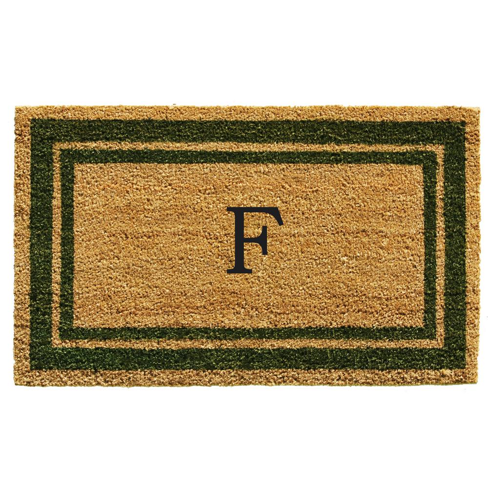 Home & More Sage Green Border 24 in. x 36 in. Monogram F Door Mat