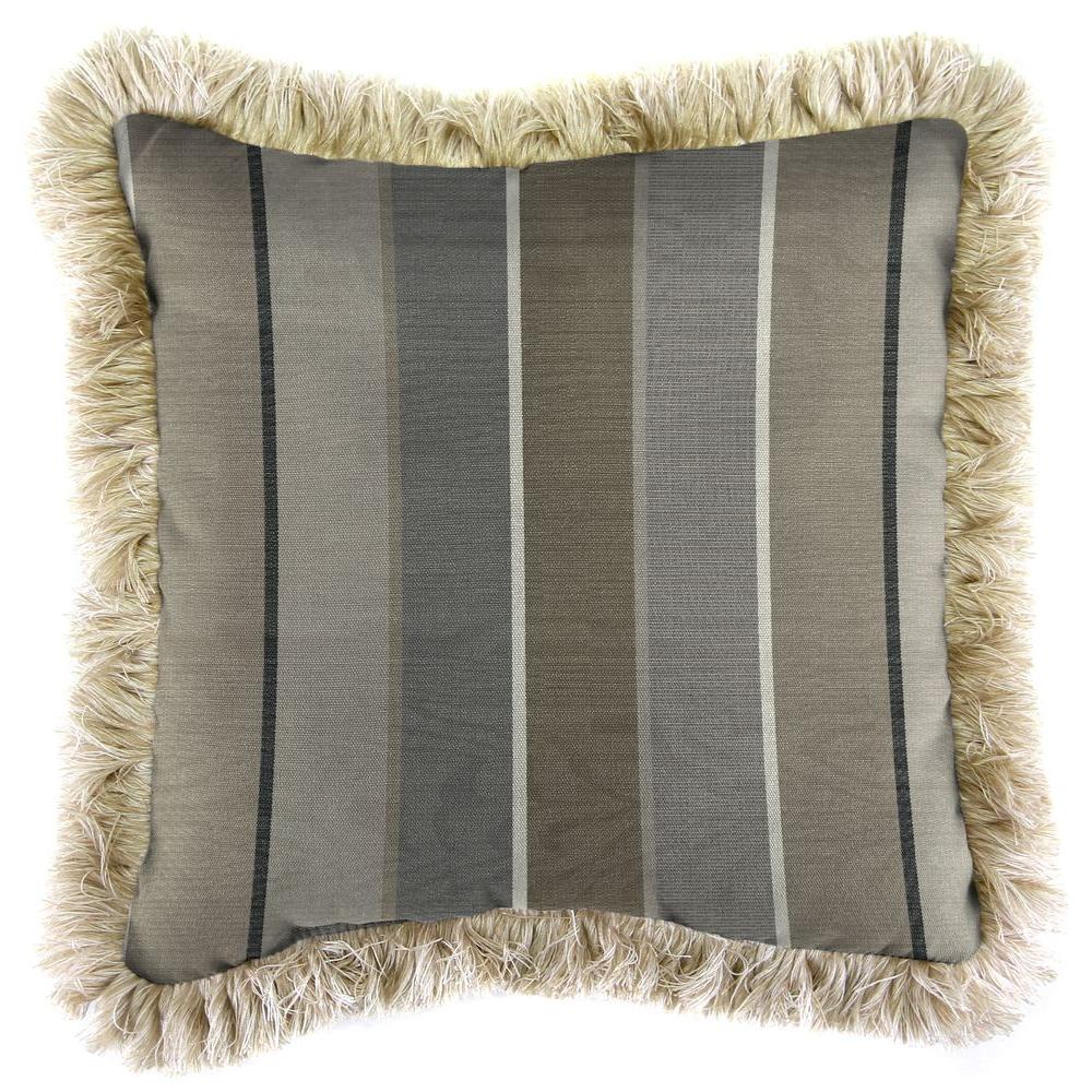 Jordan Manufacturing Sunbrella Milano Charcoal Square Outdoor Throw Jordan Manufacturing Sunbrella Milano Charcoal Square Outdoor Throw Pillow With Canvas Fringe