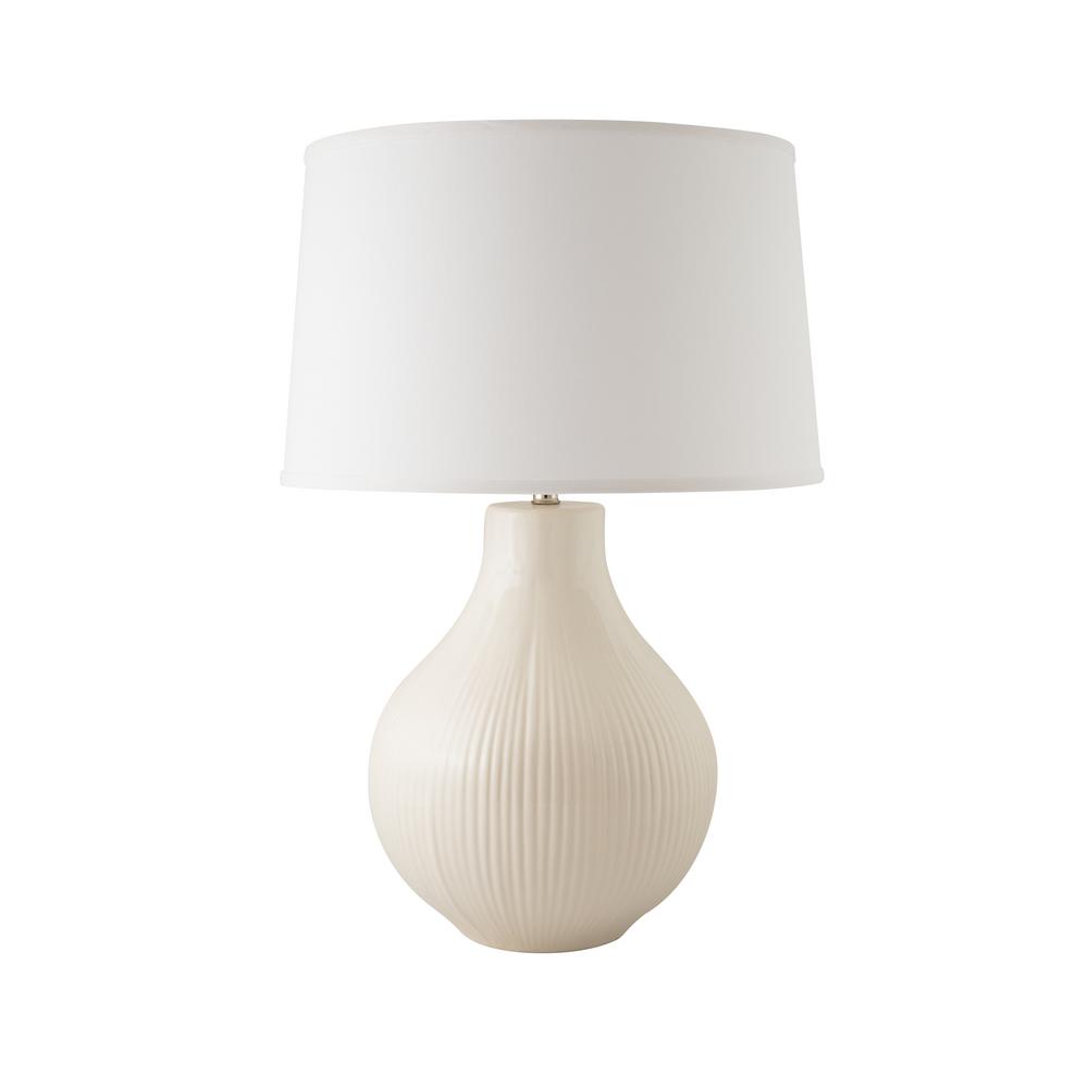 Classic Fluted 27 In Gloss White Indoor Table Lamp