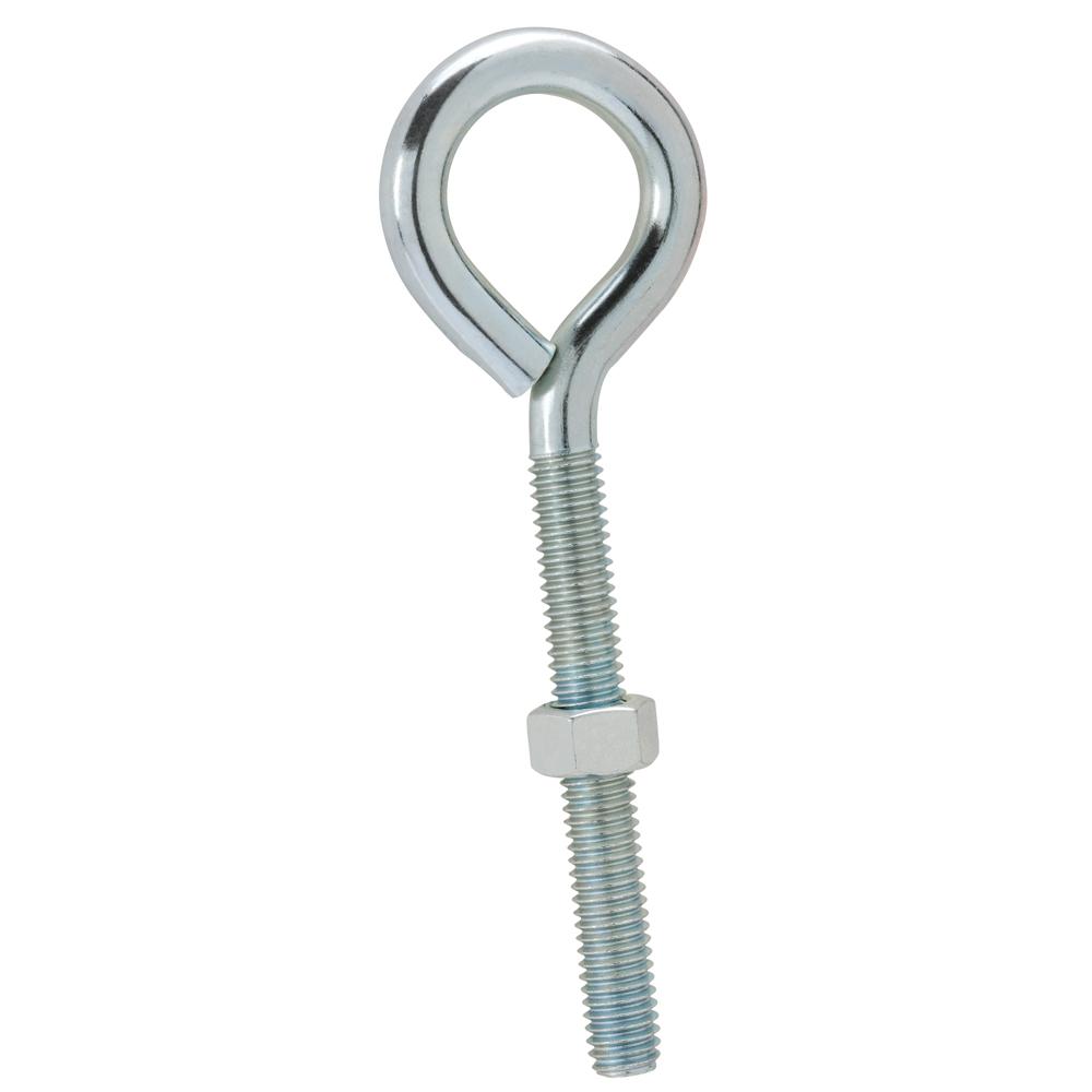 3//8 x 6-Inches Eyebolts with Nuts for Hanging Items 4-Pack