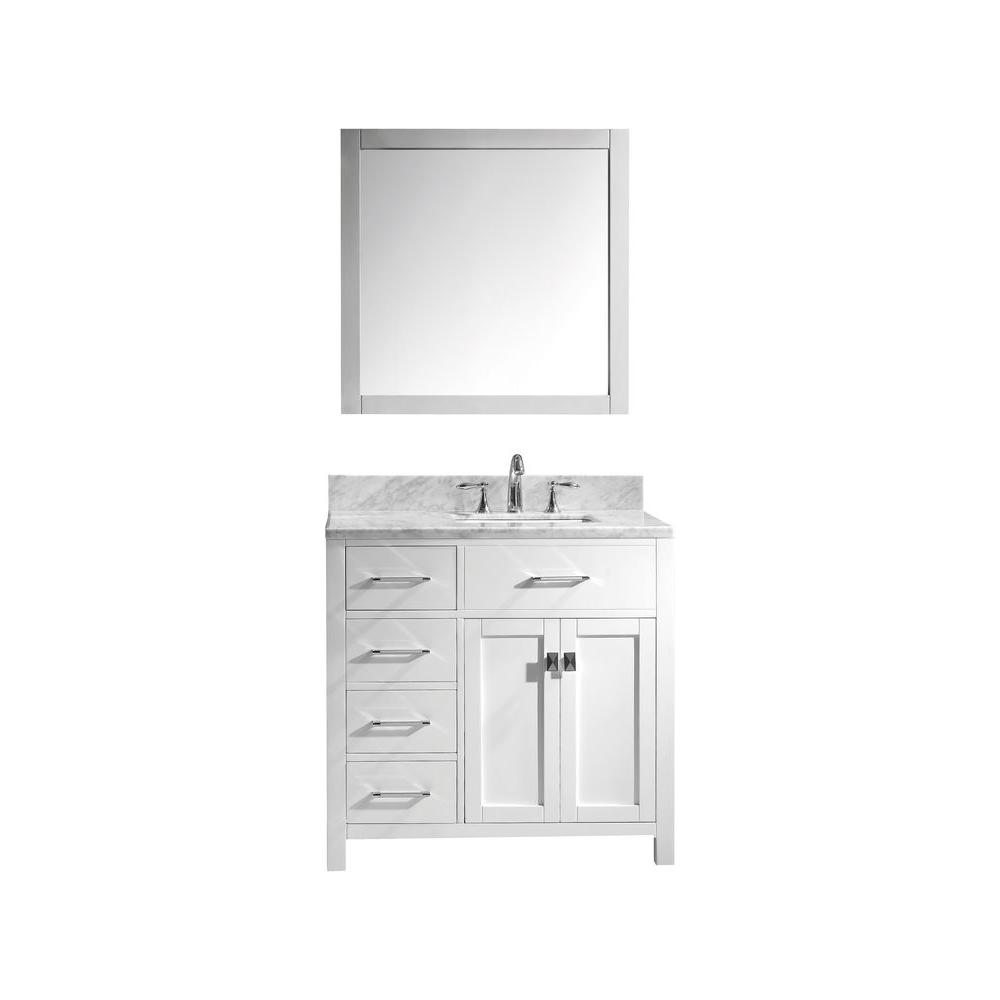 Virtu USA Caroline Parkway 36 in. Single Vanity in White with Marble