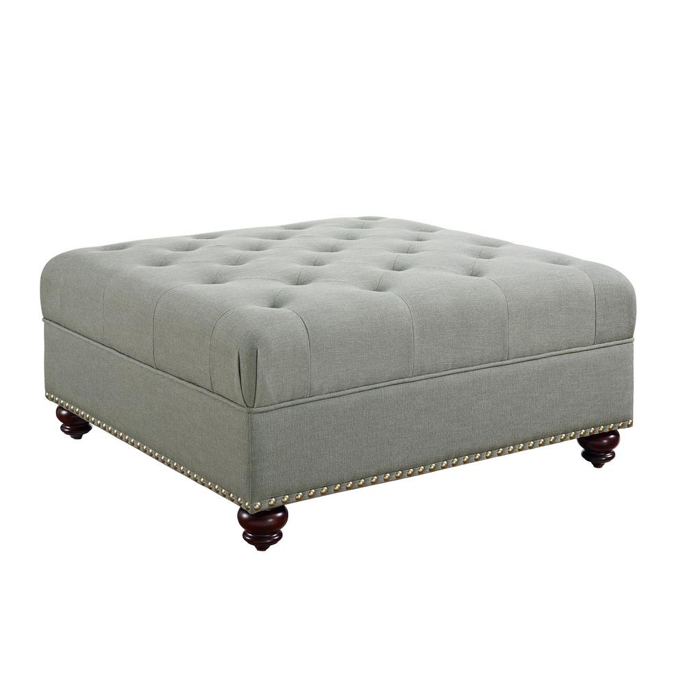 Dorel Hastings Gray Tufted Ottoman With Nailheads Fh6164 Gr The Hastings Gray Tufted Ottoman With Nailheads