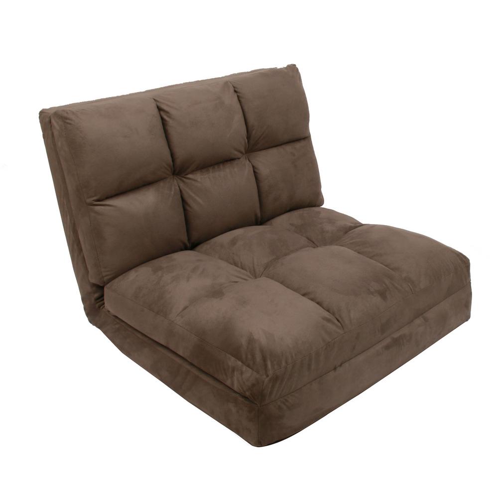 Loungie Microsuede Brown Flip Floor Chair Convertible