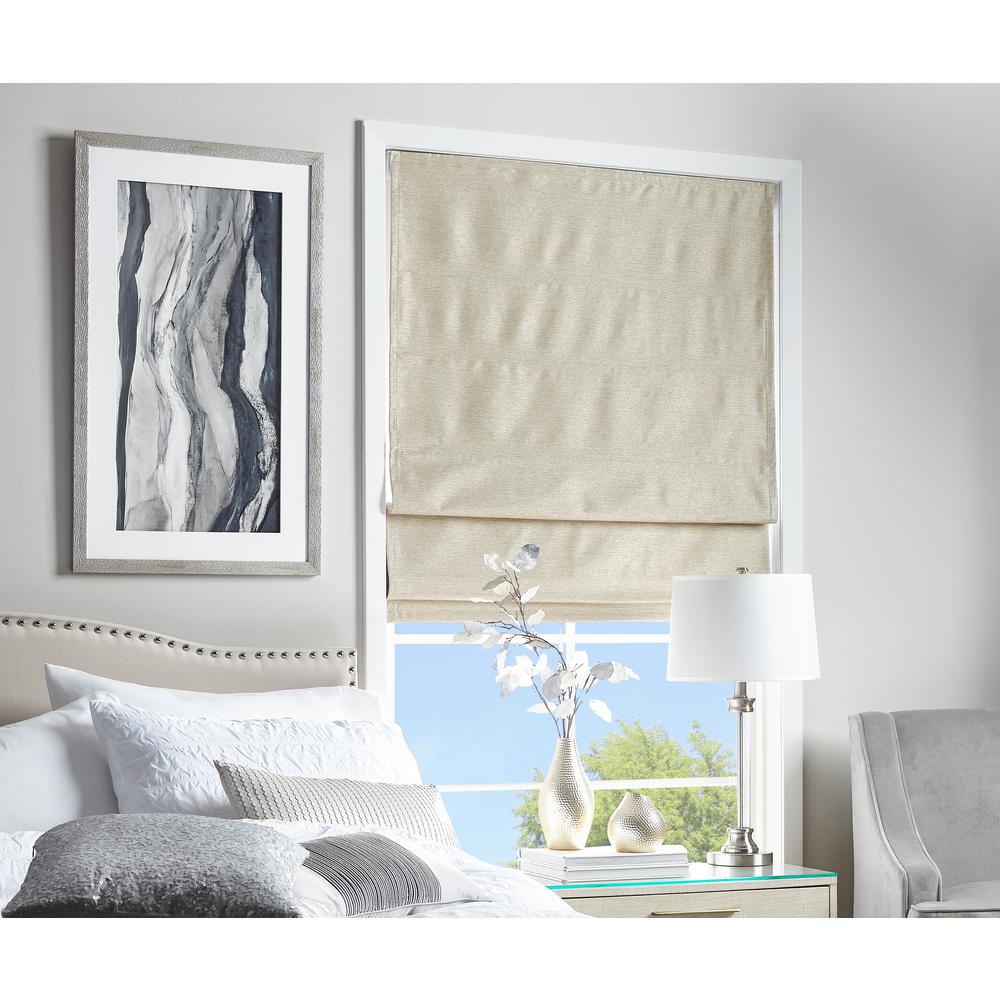 Cut to Width Strie Harmony Stone Room Darkening Cordless Roman Shade 29