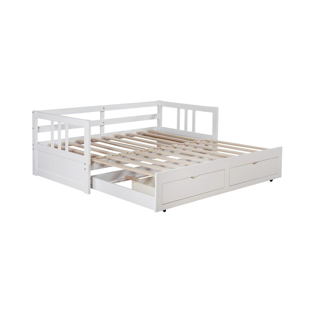 Furniture of America Kerry Convertible White Twin Daybed With Drawers ...