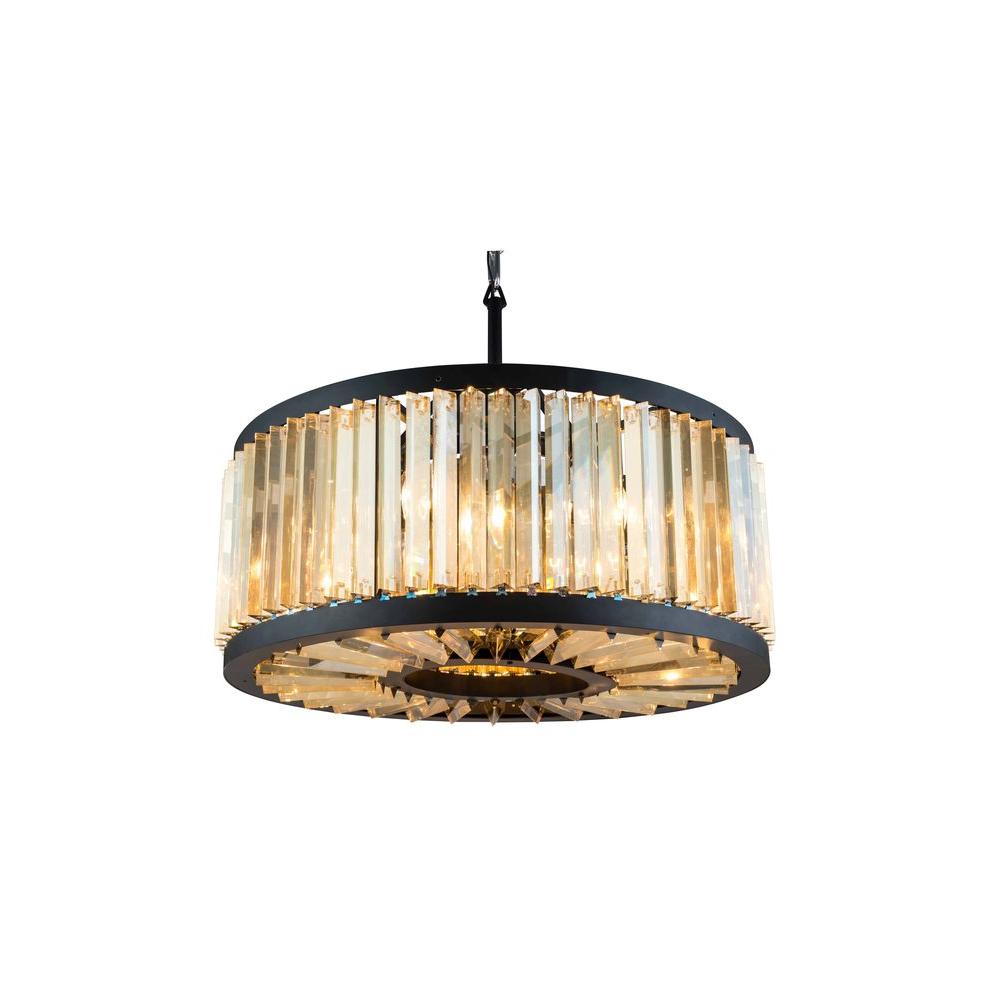 Elegant Lighting Chelsea 8 Light Mocha Brown Chandelier With Golden Teak Smoky Crystal Elegant Lighting Chelsea 8 Light Mocha Brown Chandelier With Golden Teak Smoky Crystal