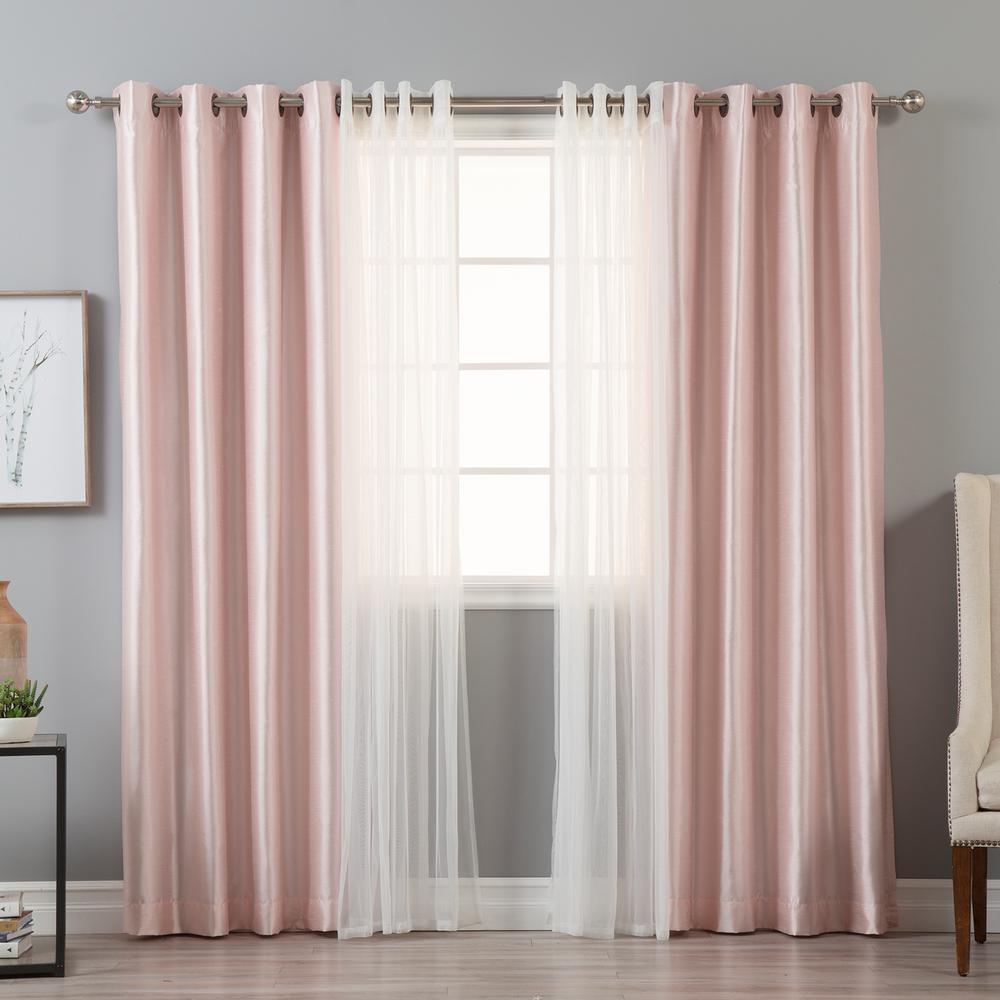 Best Home Fashion 84 in. L uMIXm Tulle and Light Pink Faux ...