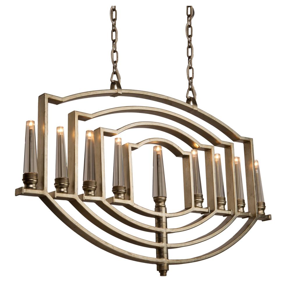 Bel Air Lighting Apollo 8 Light Antique Silver Leaf Chandelier 70659 9 Light Silver Leaf Chandelier