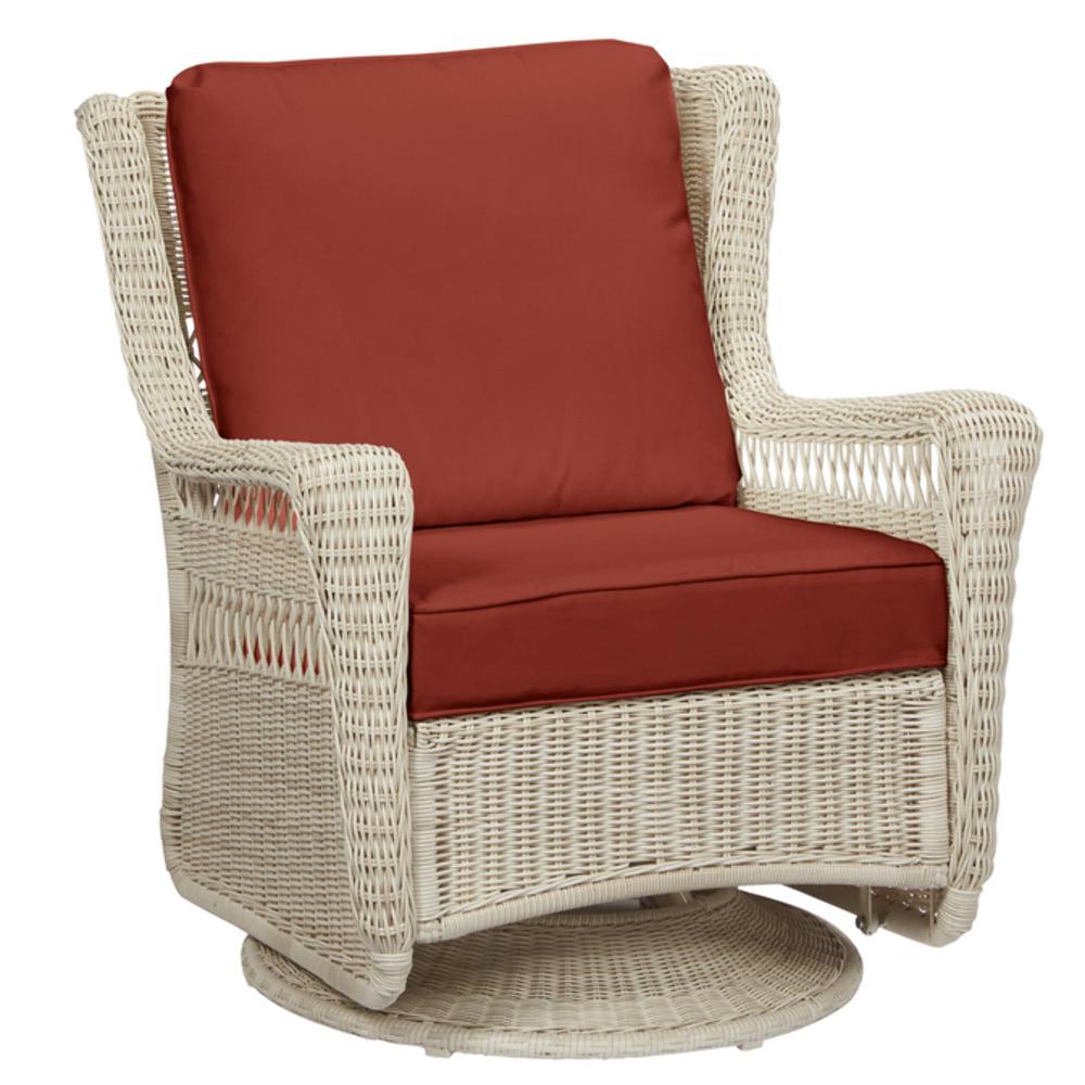 Hampton Bay Park Meadows OffWhite Wicker Outdoor Patio Swivel Rocking