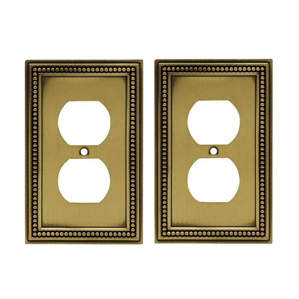 Hampton Bay Beaded Decorative Single Duplex Outlet Cover, Tumbled