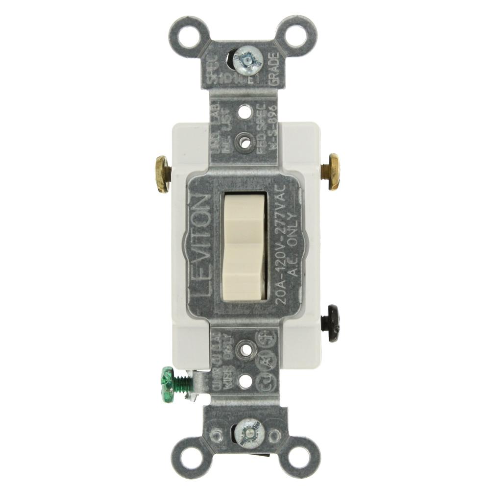Leviton 20 Amp Commercial Grade 3-Way Toggle Switch, Light Almond-CS320