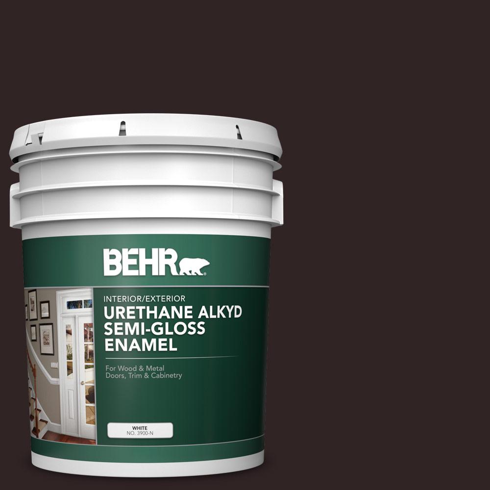 BEHR 5 gal. SC104 Cordovan Brown Urethane Alkyd Semi BEHR 5 gal. SC104 Cordovan Brown Urethane Alkyd Semi