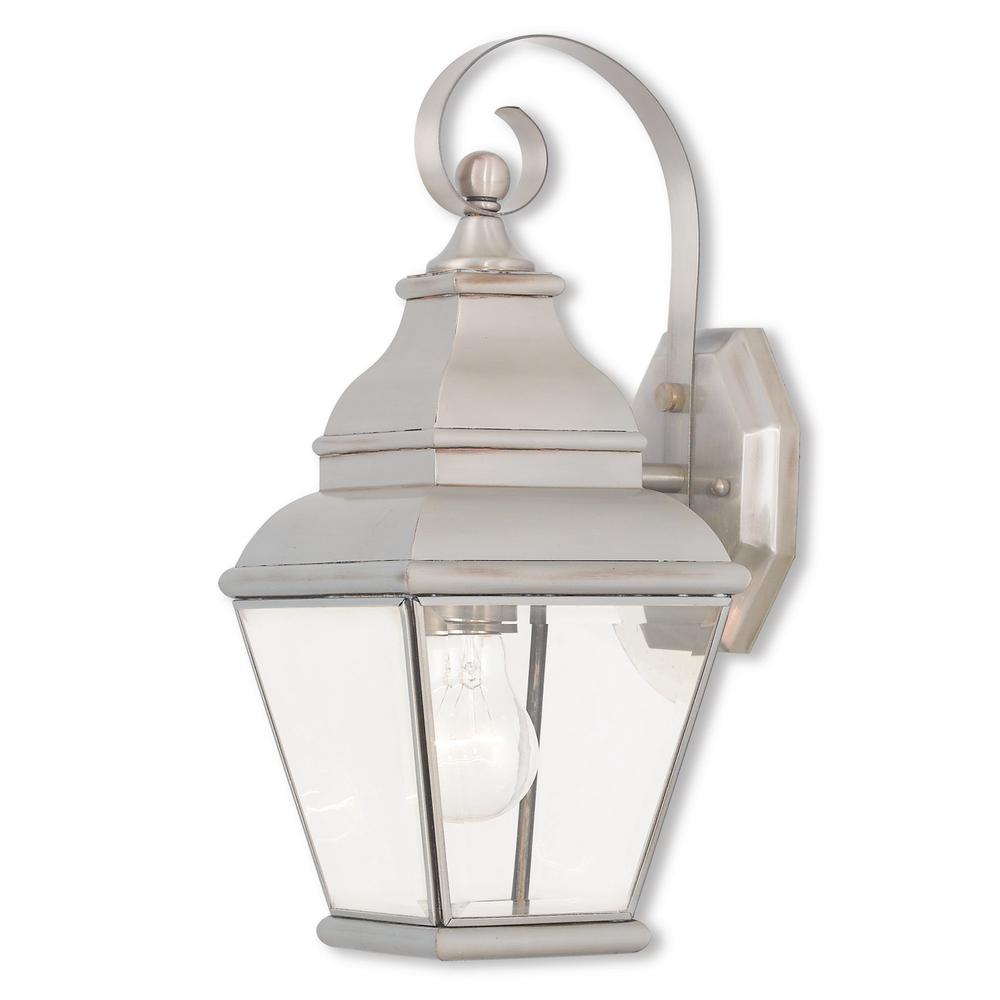 Livex Lighting Exeter 1 Light Brushed Nickel Outdoor Wall Mount Livex Lighting Exeter 1 Light Brushed Nickel Outdoor Wall Mount Lantern