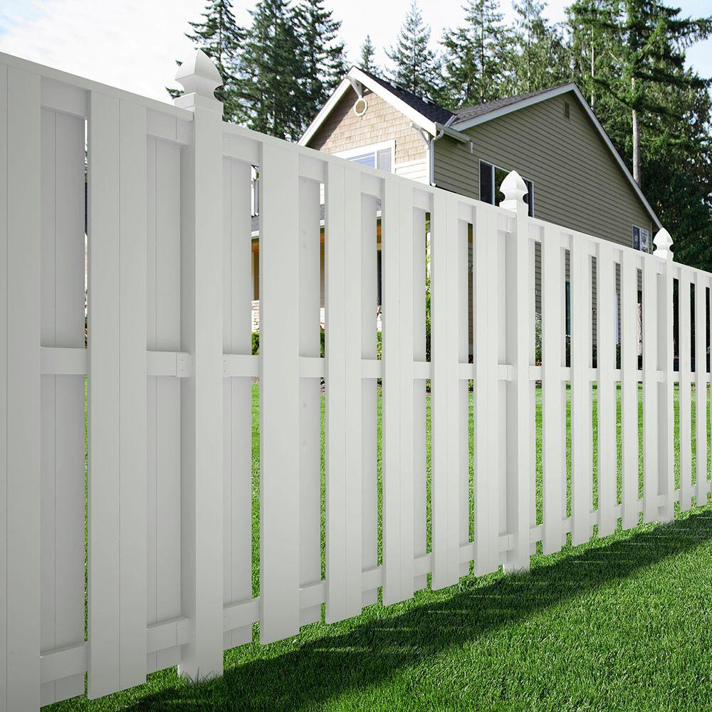 Veranda Palatine 6 Ft H X 6 Ft W White Vinyl Shadowbox Fence Panel Unassembled 128013 The Home Depot