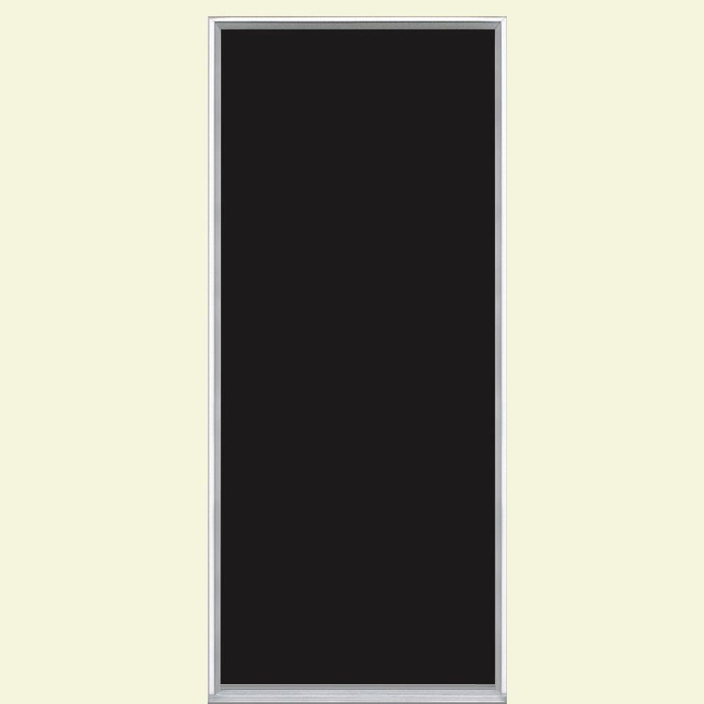 Masonite 36 In X 80 In Flush Left Hand Inswing Jet Black Painted Steel Prehung Front Door No Brickmold