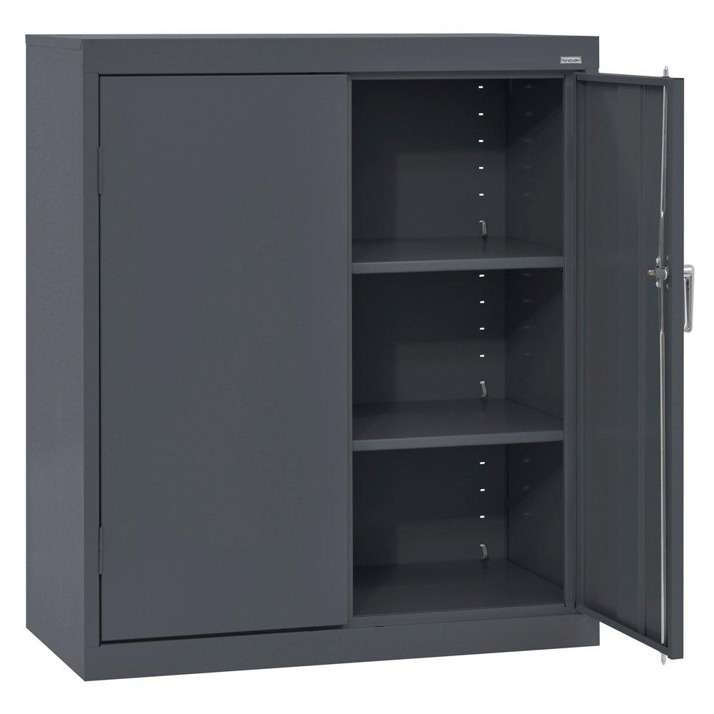 2 Adjustable Shelves 42-Inch by 36-Inch by 18-Inch Sandusky Lee RTA7001-09 Black Steel SnapIt Counter Cabinet