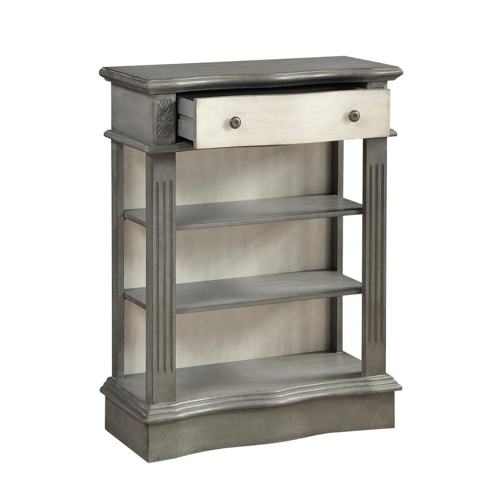 Coast To Coast Huron Grey And Cream 1 Drawer Bookcase 22602 The