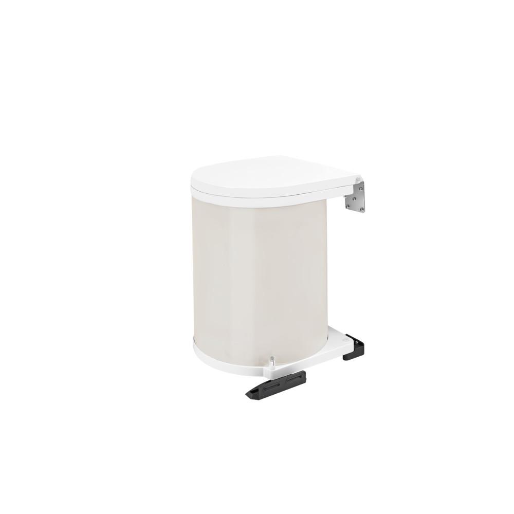 Rev A Shelf 13 75 In H X 11 In W X 10 5 In D 14 Liter Lacquered White Pivot Out Under Sink Waste Container