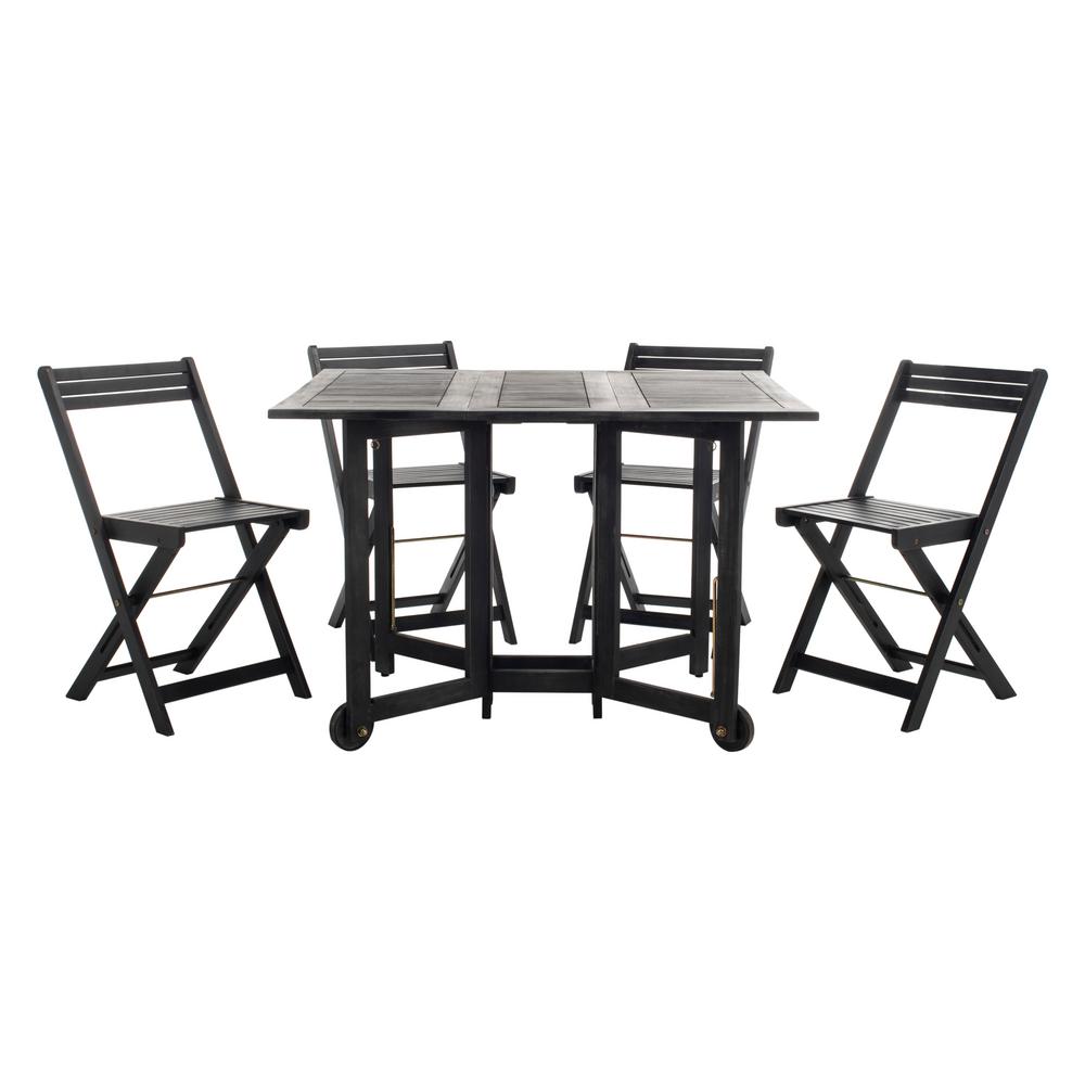 Safavieh Arvin Black 5-Piece Wood Outdoor Bistro Set ... Safavieh Arvin Black 5-Piece Wood Outdoor Bistro Set ... on Safavieh Arvin Outdoor Modern Foldable 5 Piece Living Set id=77195
