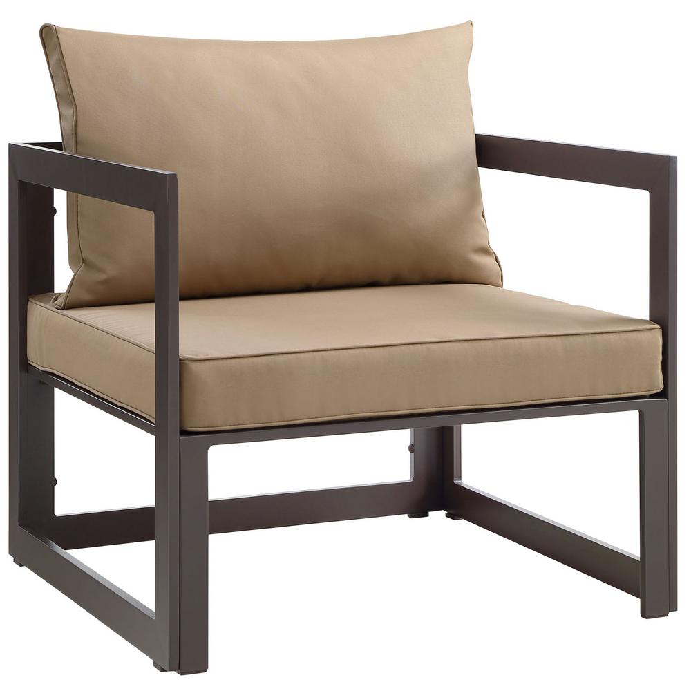 Modway Fortuna Aluminum Outdoor Patio Lounge Chair In Brown With Modway Fortuna Aluminum Outdoor Patio Lounge Chair In Brown With Mocha Cushions