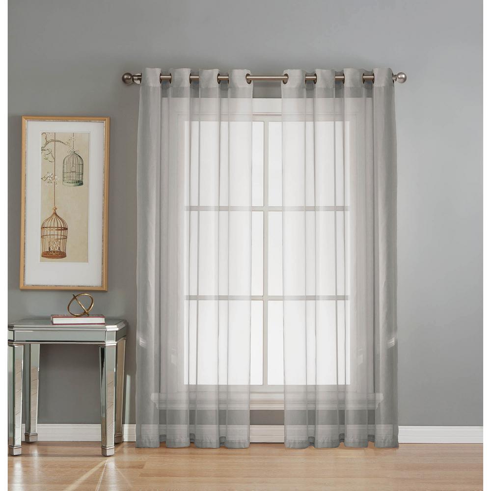 Reviews For Window Elements Sheer Elegance 84 In L Grommet Curtain Panel Pair Silver Set Of 2 Ymc001498 The Home Depot Grommet Curtain Panel Pair Silver, Sheer Silver Curtains