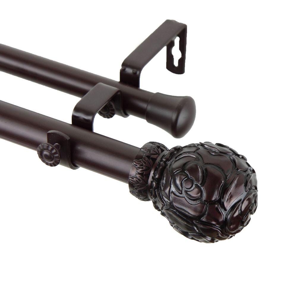Rod Desyne 1 Leopold Double Curtain Rod Mahogany 120-170