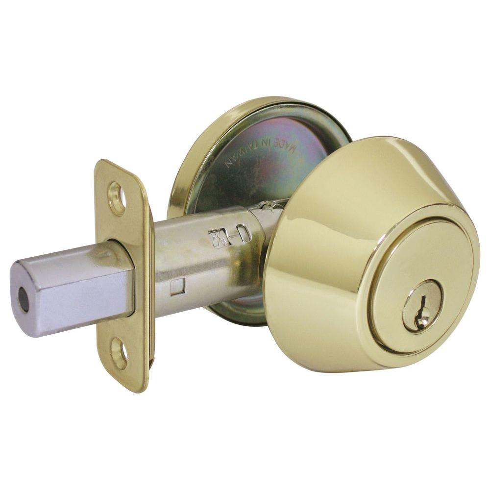 Baldwin Traditional Lifetime Polished Brass Single Cylinder Deadbolt ...