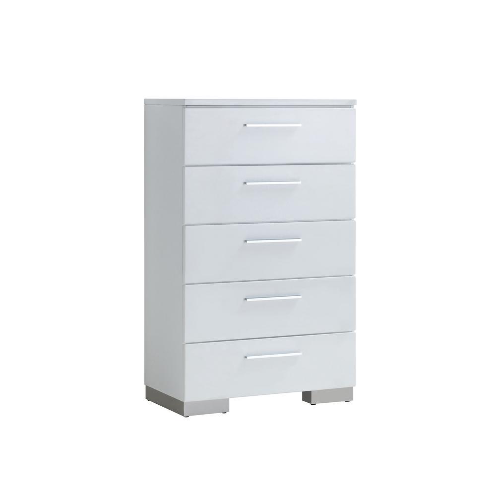 William S Home Furnishing Christie 5 Drawers White Contemporary
