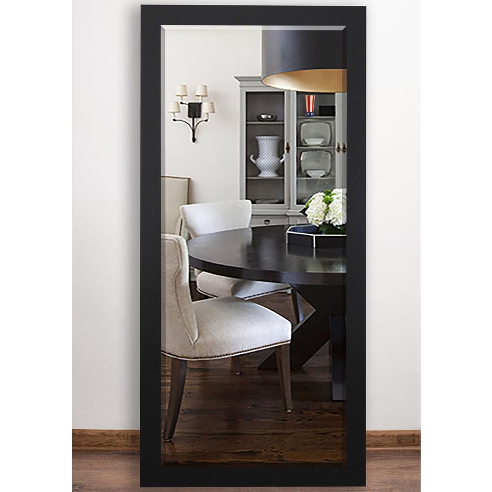 32 In X 65 5 Black Satin Wide Beveled Full Body Mirror
