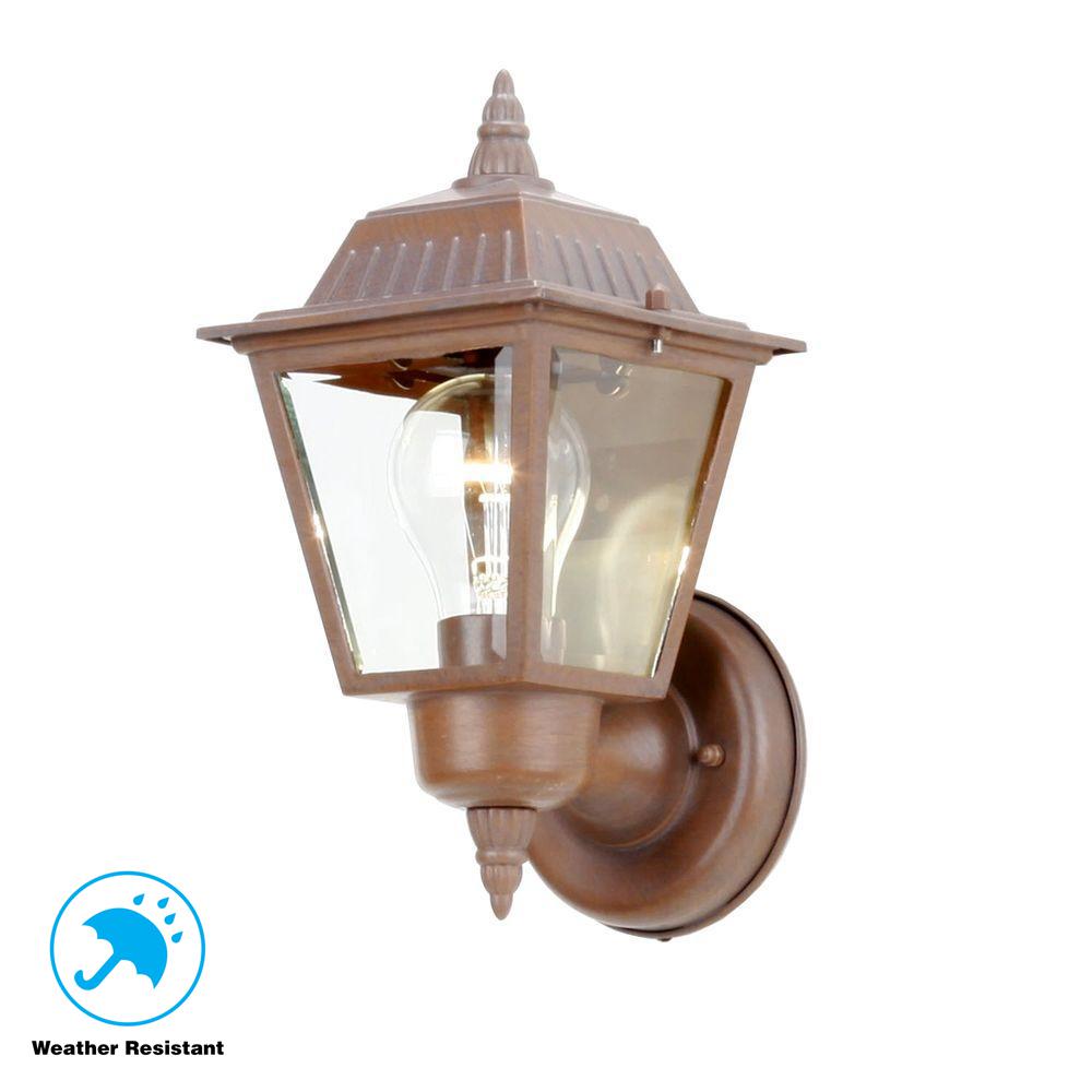 Specialty Finishes Hampton Bay Outdoor Wall Mounted Lighting 1 Light Rustic Bronze Outdoor Wall Lamp