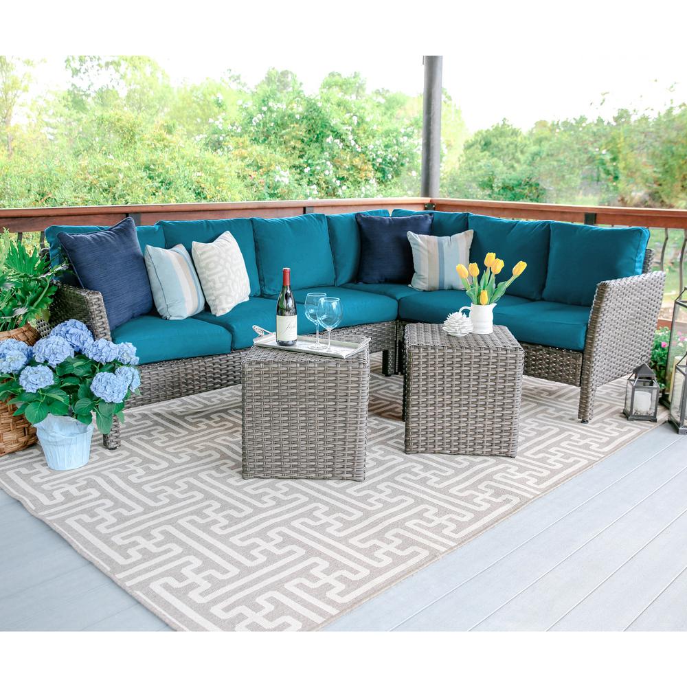 Leisure Made Canton 6 Piece Wicker Outdoor Sectional Set With Canton 6 Piece Wicker Outdoor Sectional Set With Pea Cushions
