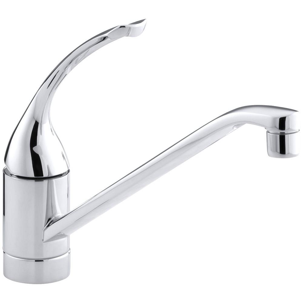 Kohler Coralais Low Arc Single Handle Standard Kitchen Faucet With Loop Handle In Polished Chrome K 15175 Fl Cp The Home Depot