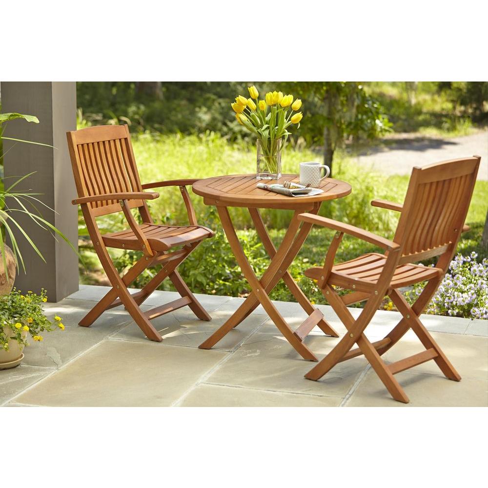 Hampton Bay Armchair Natural Oil Finish Folding Wood Outdoor Dining Chair 2 Pack Ktoc 1730 Hdp The Home Depot