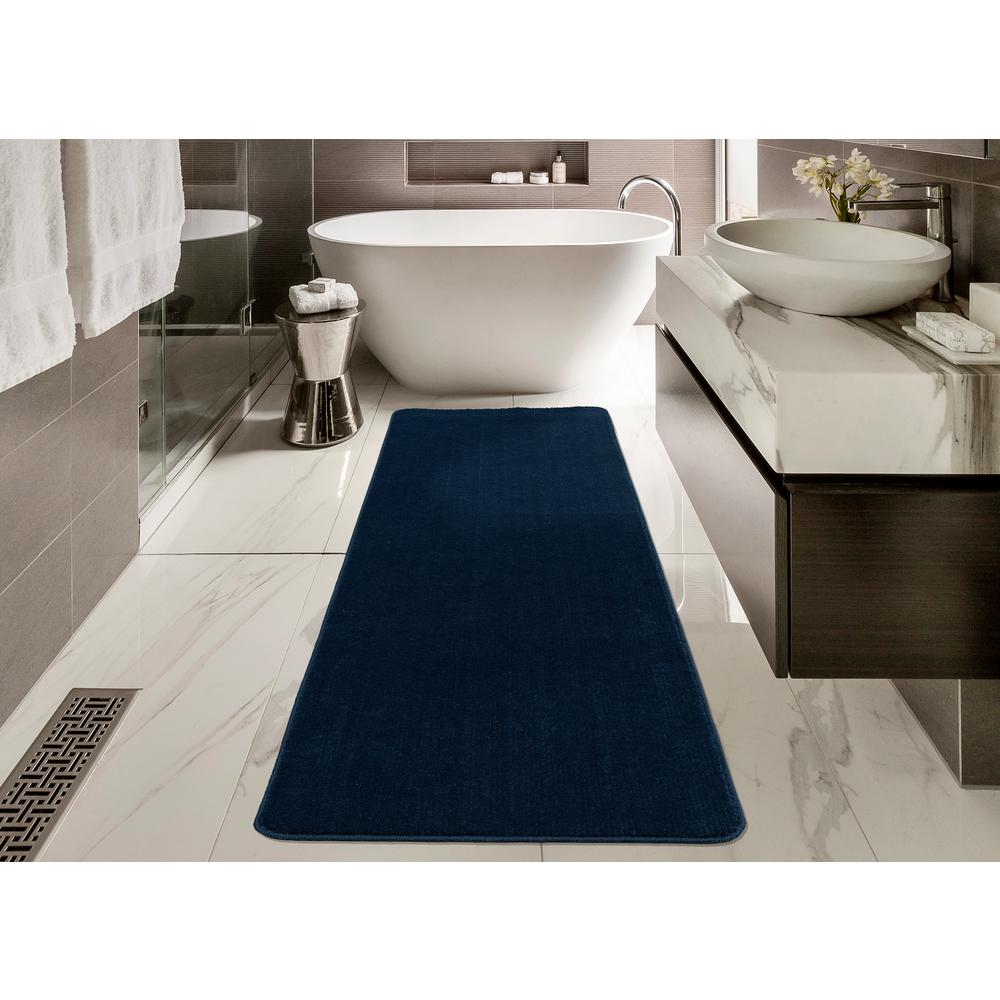 Solid Design Navy Blue Non-Slip Rug Runner Rubber Backing ...