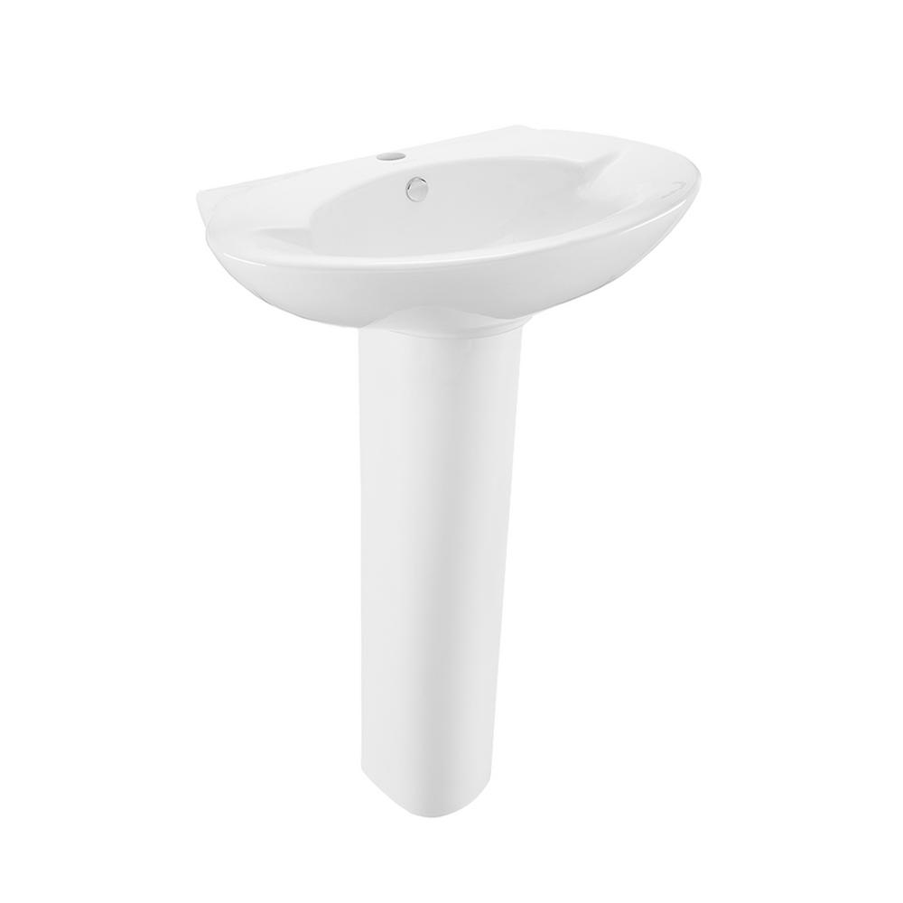 Swiss Madison Plaisir Rounded Pedestal Sink In Glossy White Sm Ps309 The Home Depot