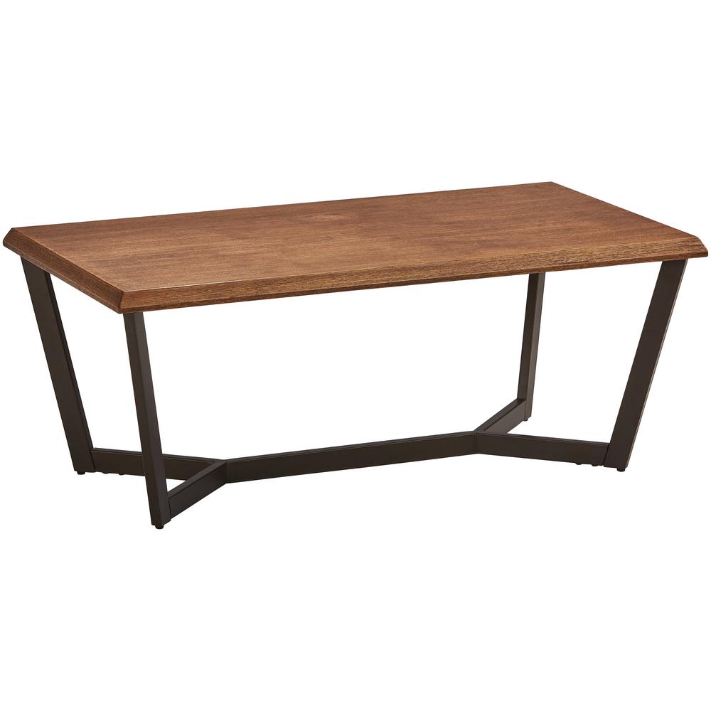 Hamburg Contemporary Oak Veneer and Black Metal Coffee Table QJ284CTCY The Home Depot