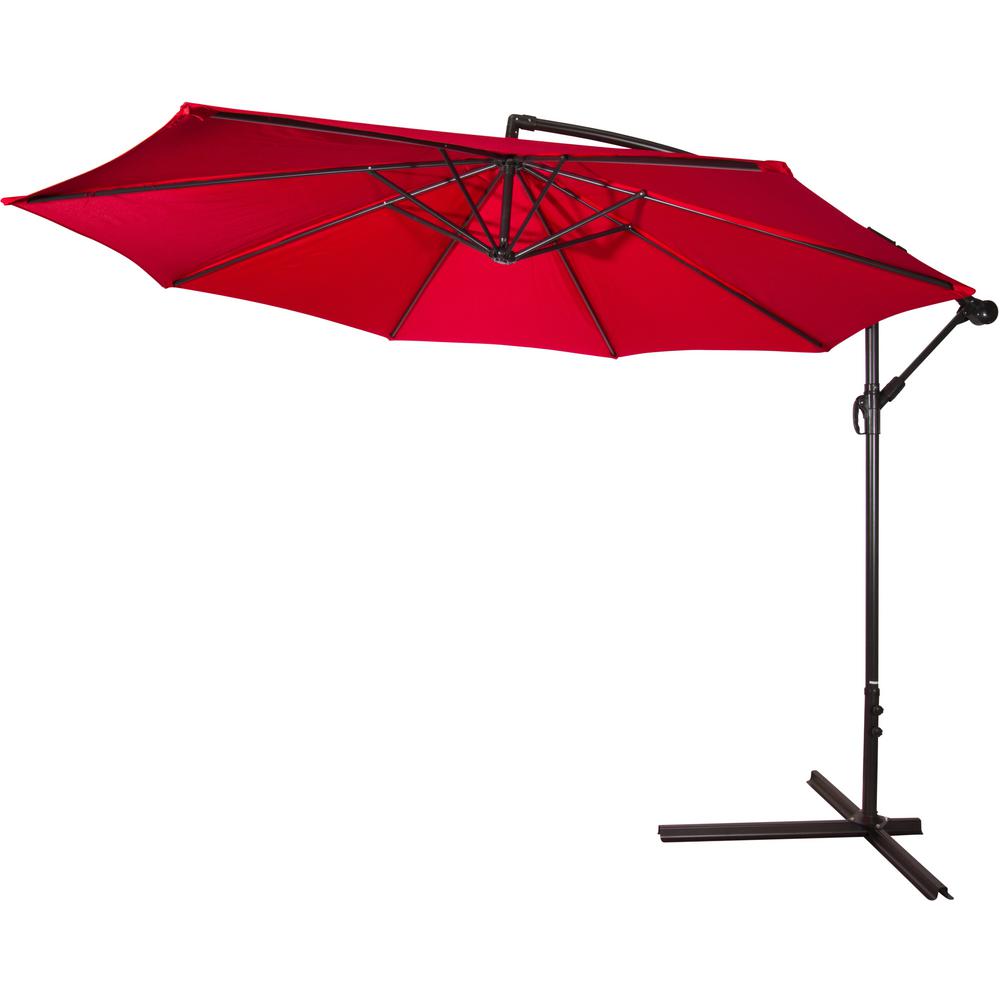 Trademark Innovations 10 Patio Umbrellas Furniture The 10 Ft Deluxe Market Polyester Offset Patio Umbrella In Red