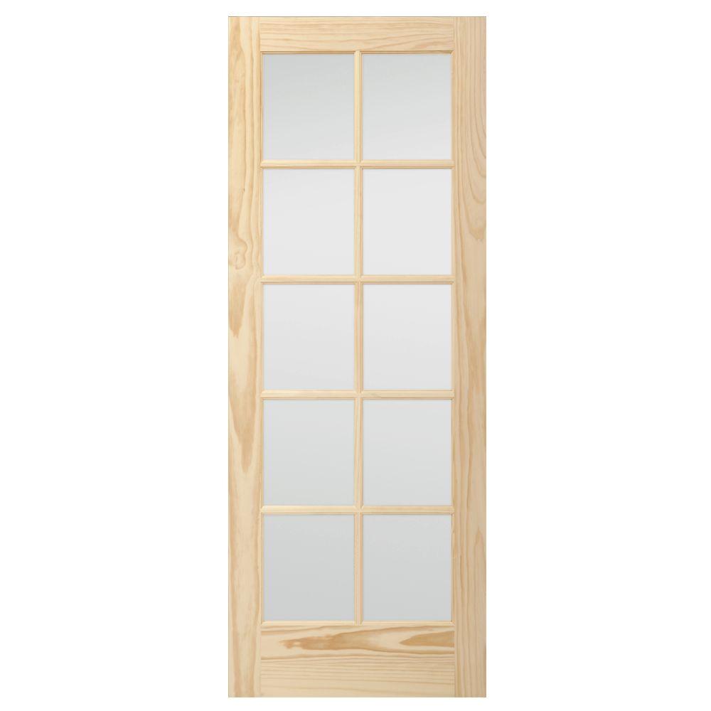 Steves & Sons 32 In. X 80 In. 10-Lite Glass Solid Core Unfinished Pine ...