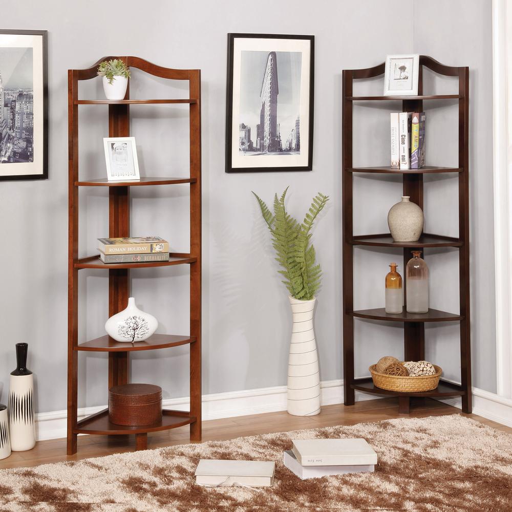 Furniture Of America Neil 62 In Oak Wood 5 Shelf Corner Bookcase Idf Ac804a The Home Depot In Oak Wood 5 Shelf Corner Bookcase, Corner Bookcase Furniture