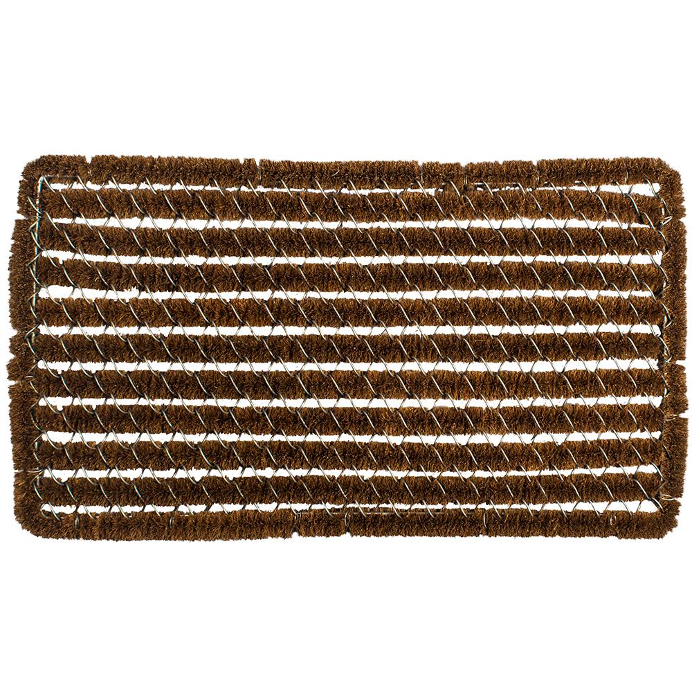 Entryways Rectangle Stripes 16 inch x 27 inch Wire Brush Coir Door Mat by Entryways