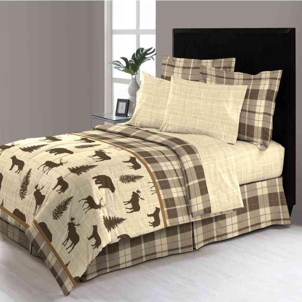 Morgan Home David Reversible 6 Piece Brown Plaid Twin Bed In A Bag