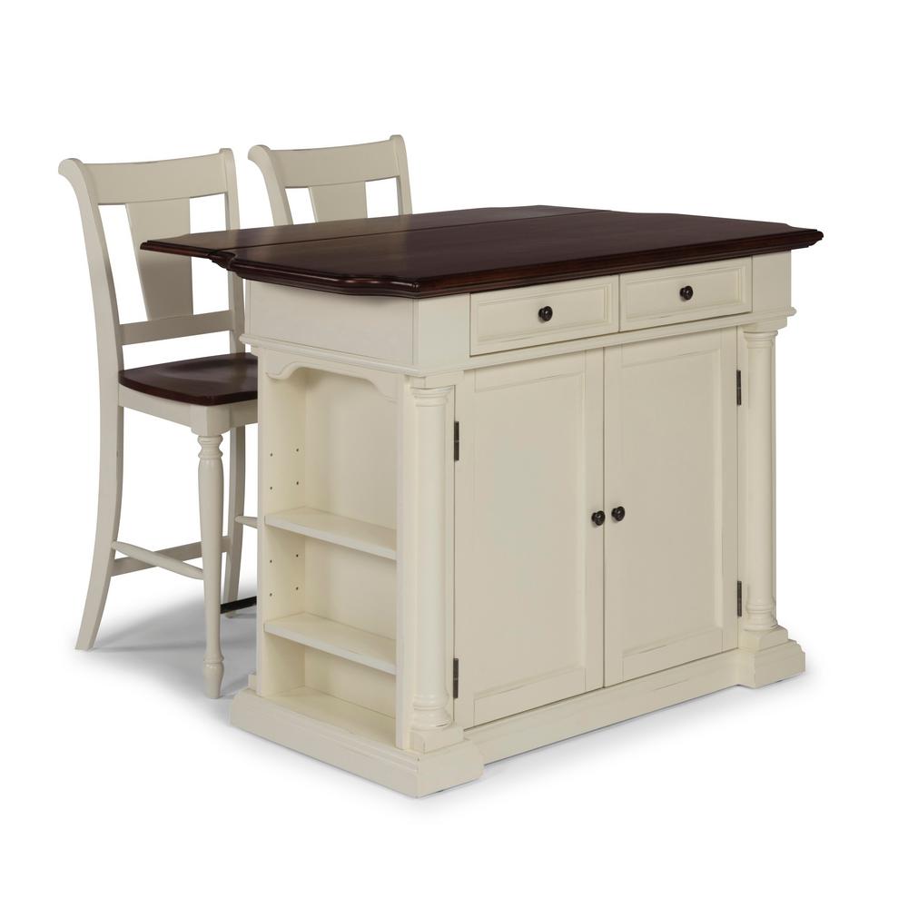 Home Styles Americana Distressed Cottage Oak Kitchen Island With Drop