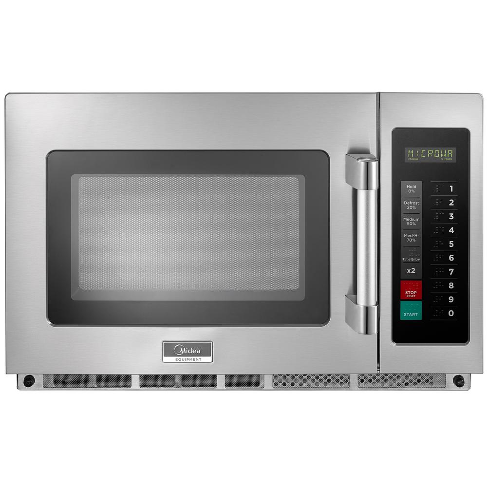 Midea 1 2 Cu Ft 1200 Watt Commercial Counter Top Microwave Oven In Stainless Steel Interior And Exterior Programmable